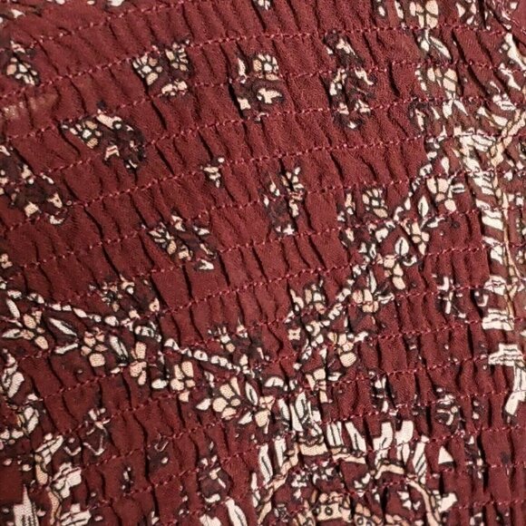 Maurices Womens Brown Paisley Semi Sheer Blouse Large - Picture 3 of 9